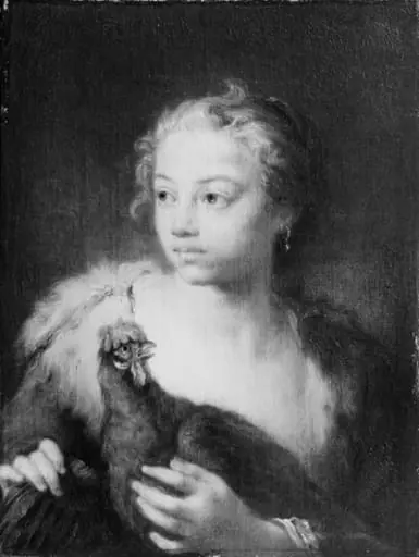 A Girl with a Chicken, by Unknown