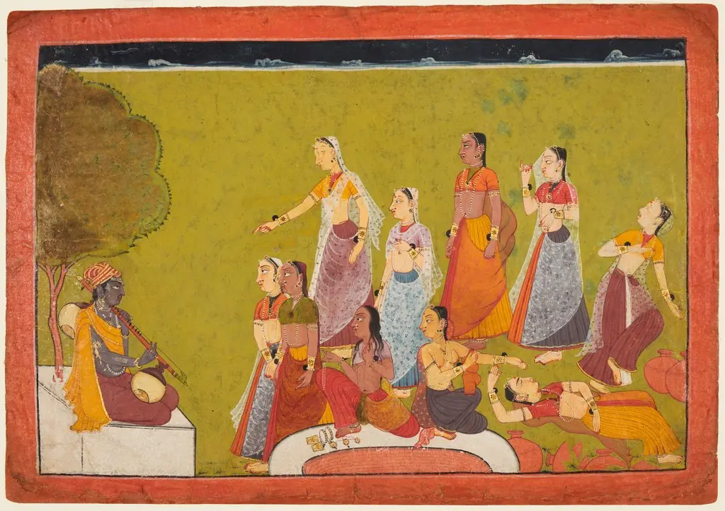 A Group of Women in Ecstasy Before Madhava, from a Madhavanala Kamakandala, by Unknown