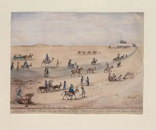 A halfway station house in the desert of Suez crossing to Cairo, by Unknown