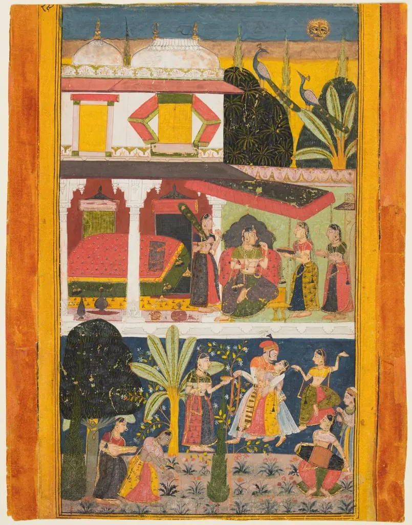A Heroine and Her Paramour: Malavi Ragini, from a Ragamala, by Unknown