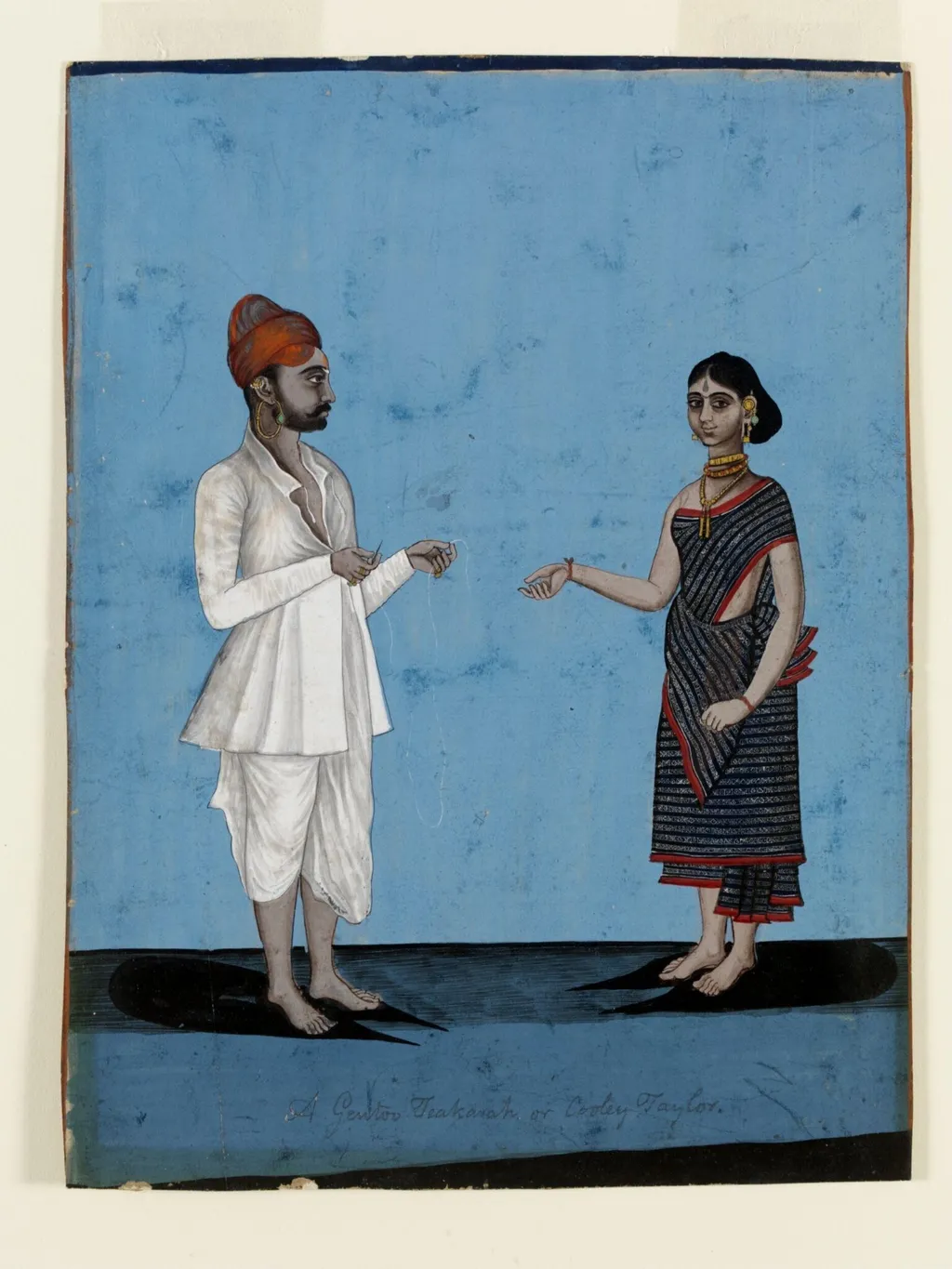 A Hindu tailor and his wife, by Unknown, paint, 1780