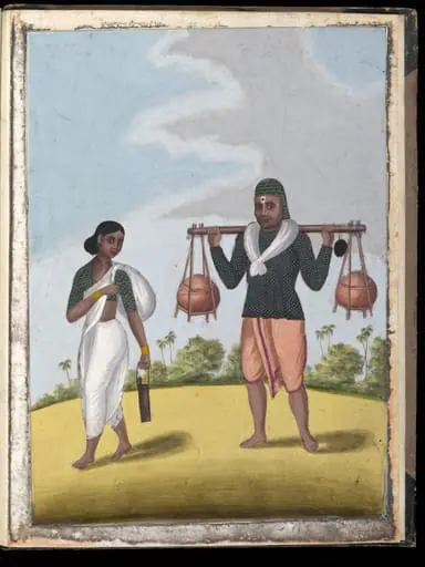 A holy-water-carrier and his wife, by Unknown