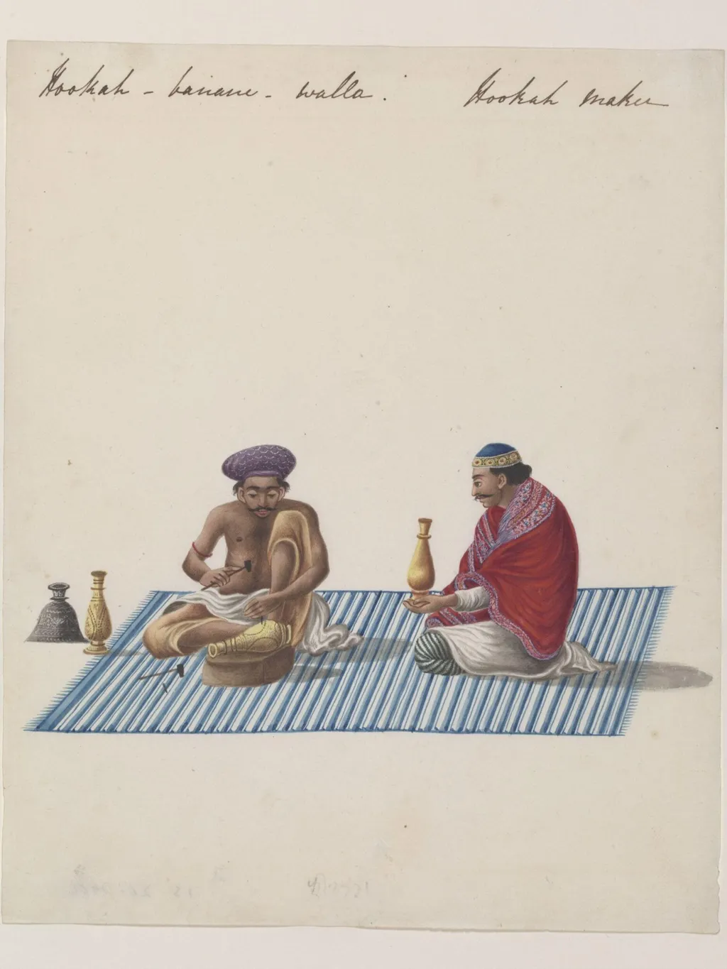 A huqqa-maker, by Unknown, paint, 1826