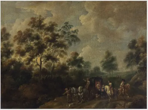 A Landscape with a Coach Party, by Unknown