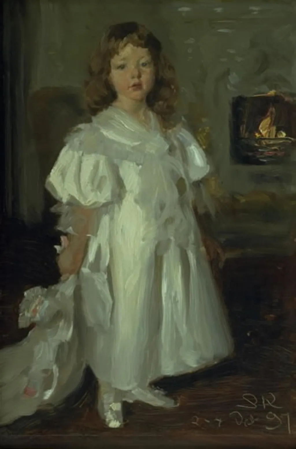 A Little Girl, Helga Melchior, in a Long Dress, by Unknown, 1897