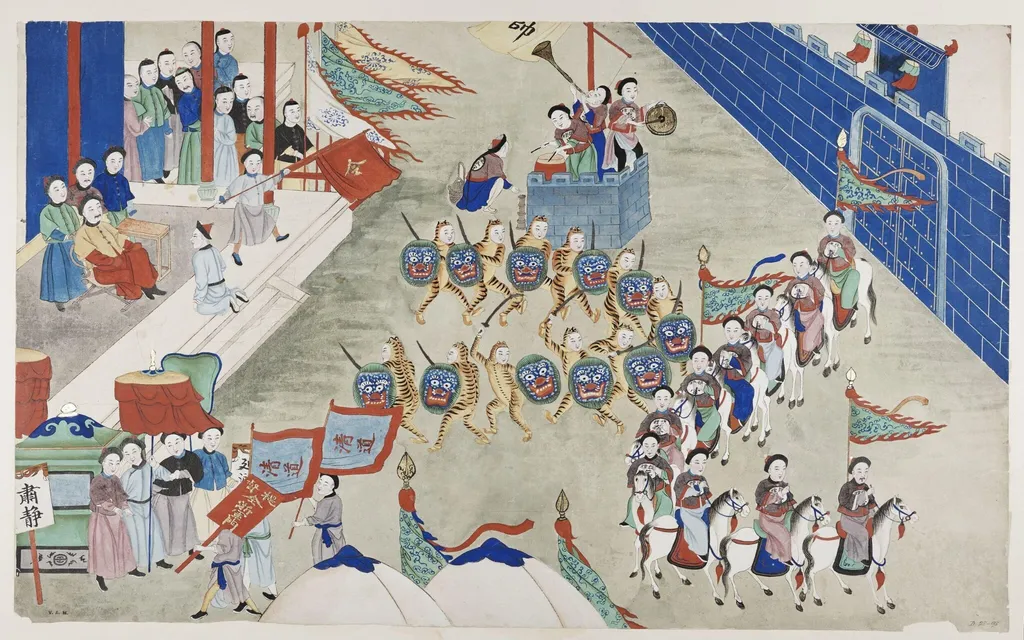 A military review, by Unknown, paint, 1880