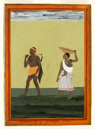 A mud-wall-maker and his wife, by Unknown