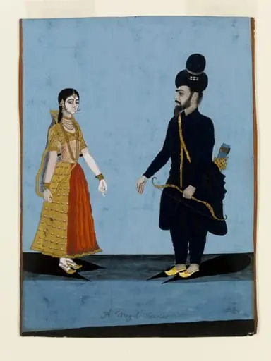 A Mughal warrior and his wife, by Unknown