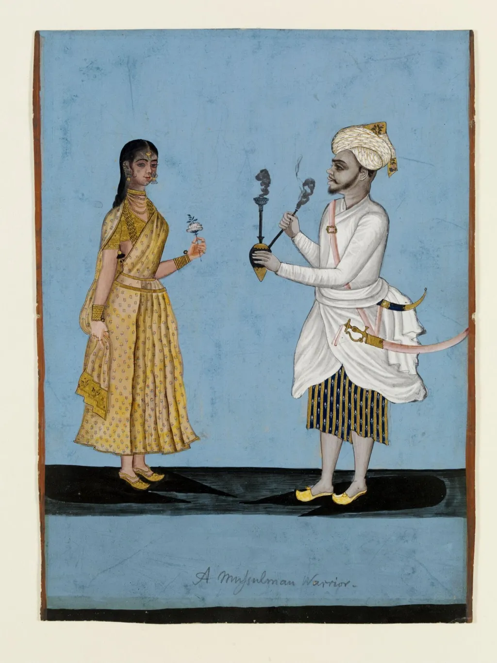 A Muslim warrior and his wife, by Unknown, paint, 1790