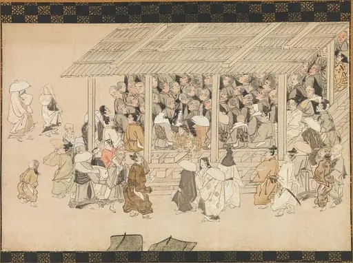 一遍上人絵伝「遊行上人縁起絵」 断簡|A Nenbutsu Gathering at Ichiya, Kyoto, from the Illustrated Biography of the Monk Ippen and His Disciple Ta'a (Yugyō Shōnin engi-e), by Unknown