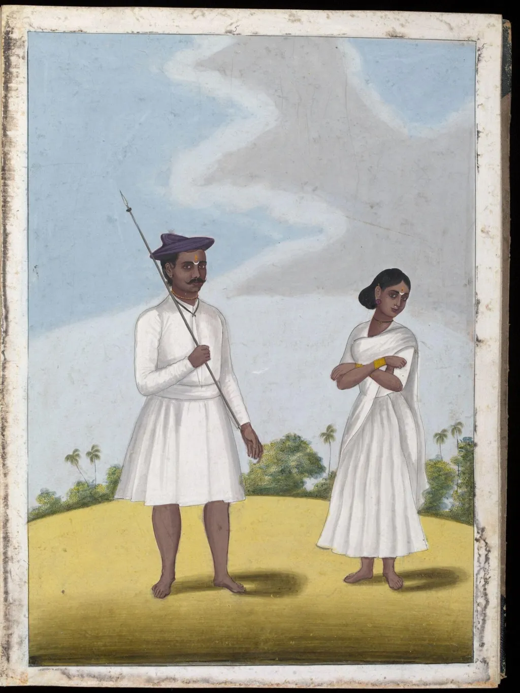 A palanquin-bearer and his wife, by Unknown, paint, 1805