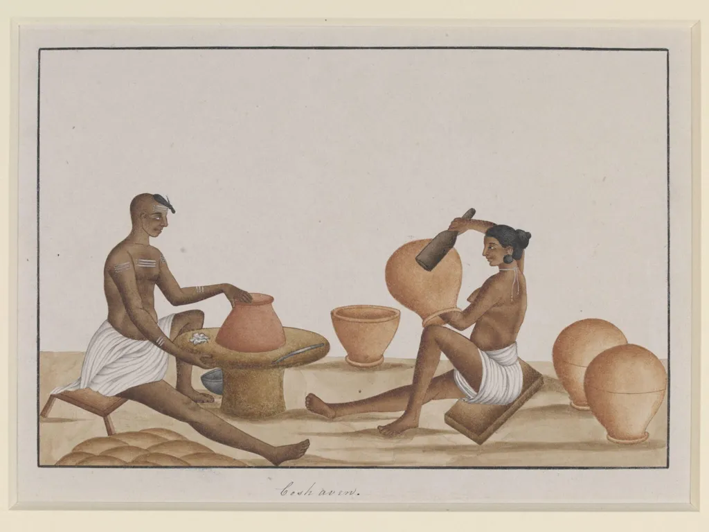 A potter and his wife, by Unknown, paint, 1830