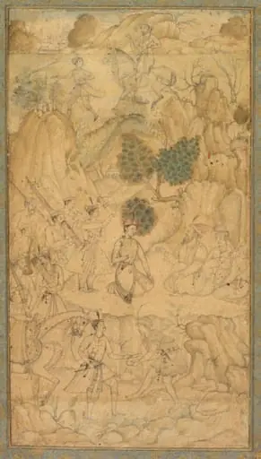 A Prince Visiting a Holy Man in a Rocky Landscape (recto), by Unknown, 1590