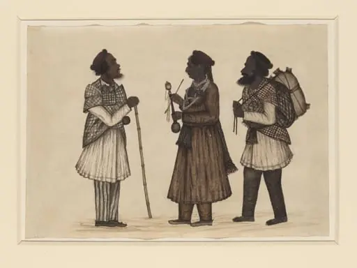 A Punjabi woman standing with a Punjabi man on either side., by Unknown