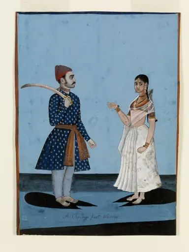 A Rajput warrior and his wife, by Unknown