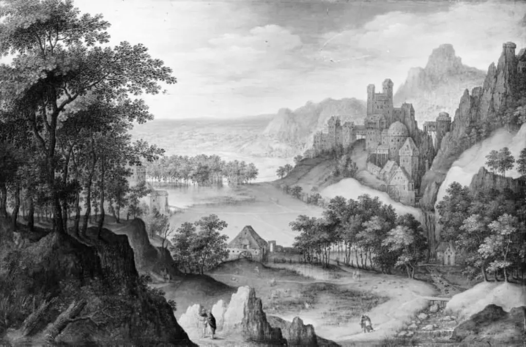 A River Landscape, by Unknown, unspecified, 1550