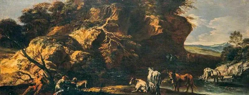 A River Scene with Figures, by Unknown