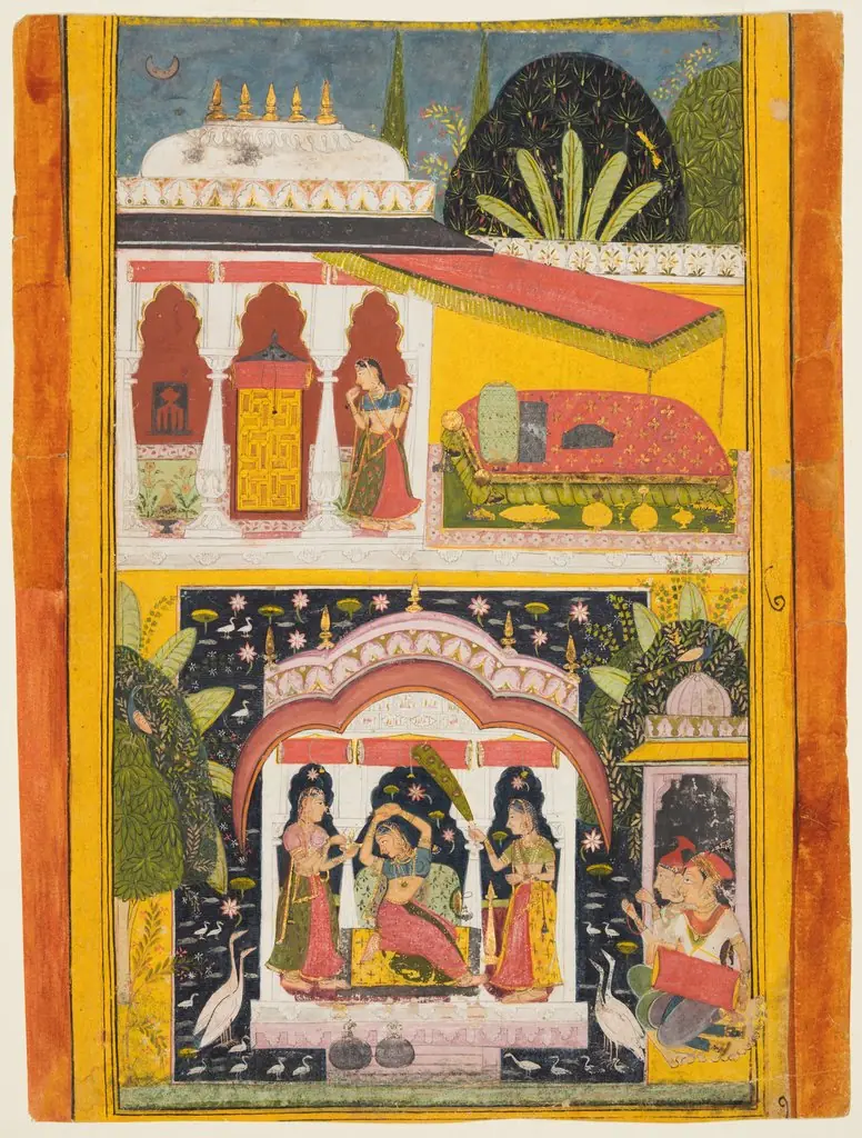A Royal Woman in a Pavilion: Desavarari Ragini of Dipak, from a Ragamala, by Unknown