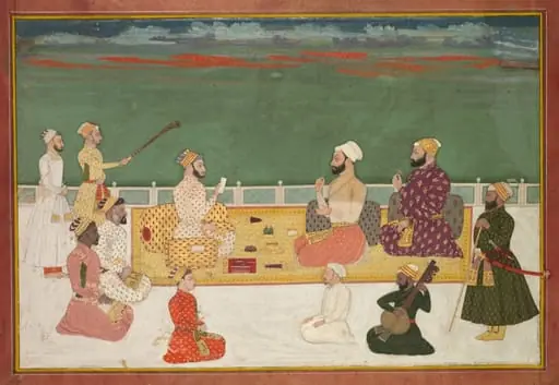 A Ruler Presents a Document to Visiting Nobles, by Unknown