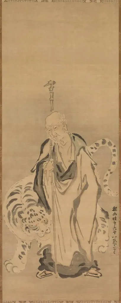 A Sage with Tiger, by Unknown
