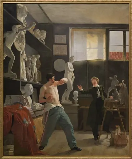 A Sculptor in his Studio Working from the Life, by Unknown