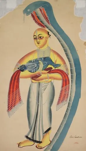A Serpent Protects Vasudeva Taking His Infant Son Krishna to Safety, by Unknown