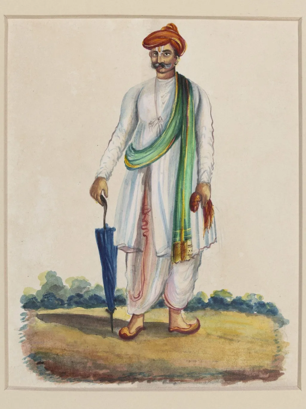 A servant holding an umbrella, by Unknown, paint, 1860