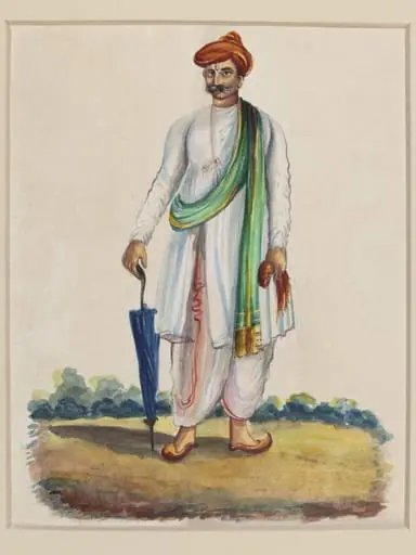 A servant holding an umbrella, by Unknown