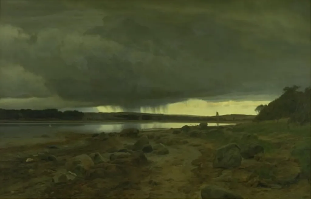 A Showery Landscape. Kalø Vig, Jutland, by Unknown, unspecified, 1883