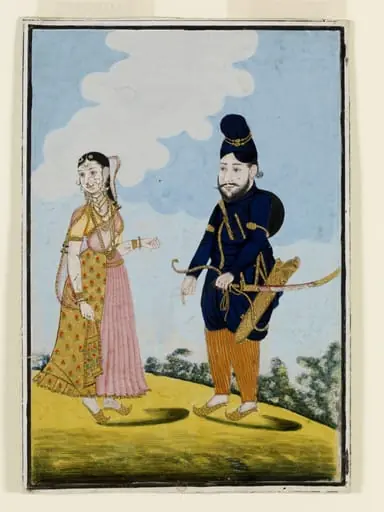 A Sikh Warrior and his wife, by Unknown