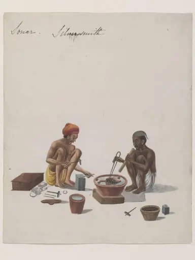 A silversmith with an assistant, by Unknown