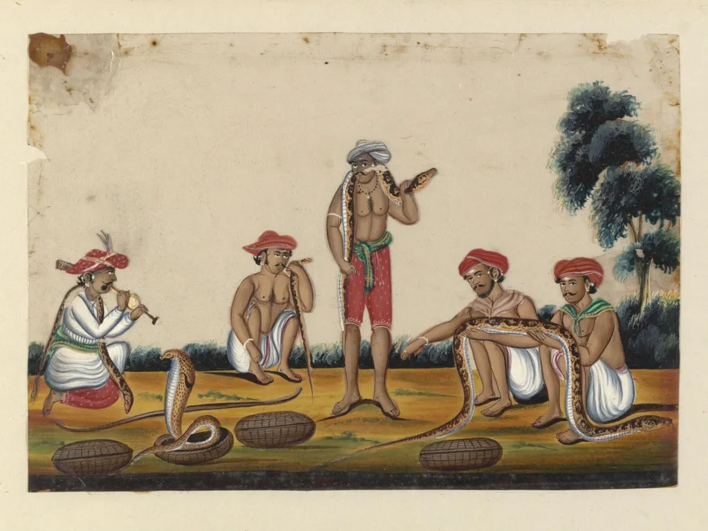 A snake-charmer, by Unknown, paint, 1860