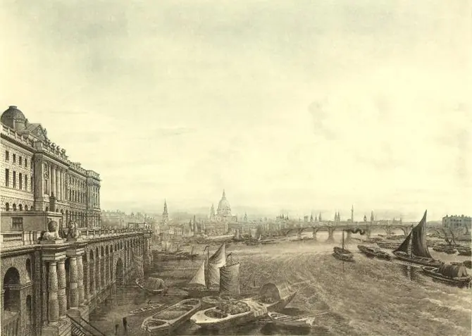A South View of Somerset House, from Waterloo Bridge, by Unknown