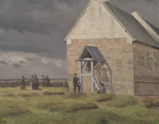 A Storm Brewing behind Nørre Vium Church, Jutland, by Unknown