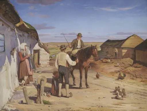 A Stranger Asking his Way at a Farm on the Moors, by Unknown