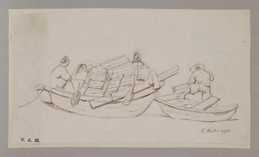 A Tanka boat, with a smaller boat alongside, by Unknown