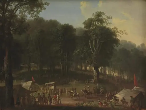 A Troup of Performers Arriving at the Fair at Dyrehavsbakken Near the Deer Park, North of Copenhagen, by Unknown