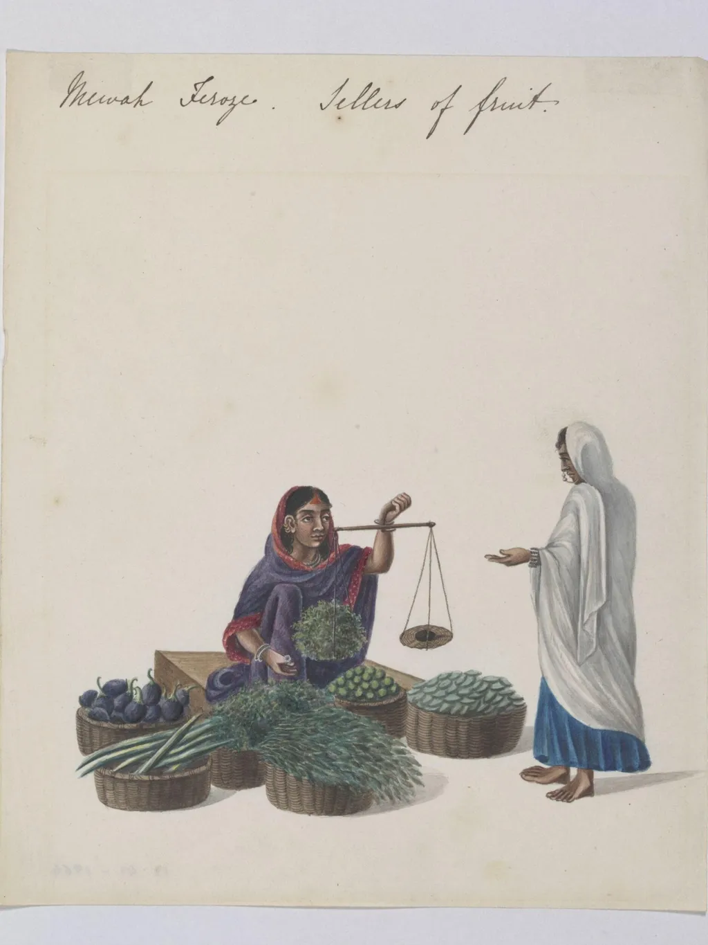 A Vegetable Seller, by Unknown, paint, 1826