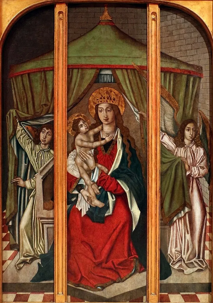 A Virgem Maria e o Menino Jesus com dois Anjos, by Unknown, unspecified, 1450