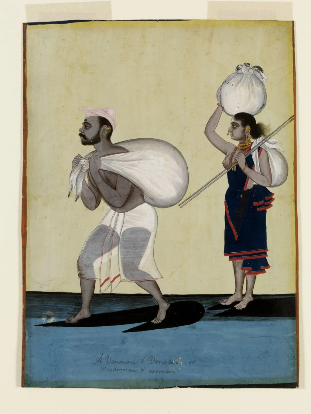 A washerman and his wife, by Unknown, paint, 1790