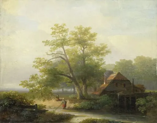 A Watermill in a Woody Landscape, by Unknown