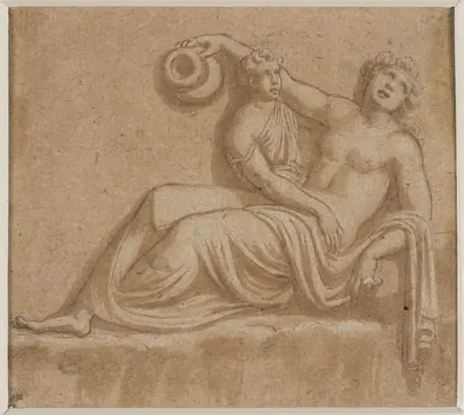 A woman and a young boy, by Unknown