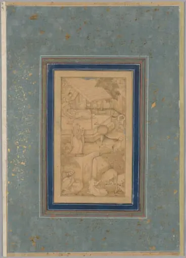 A woman mistakes a cow for the Angel of Death, from a Lights of Canopus (Anwar-i Suhaili) of Kashifi (Iranian, d. 1504), by Unknown