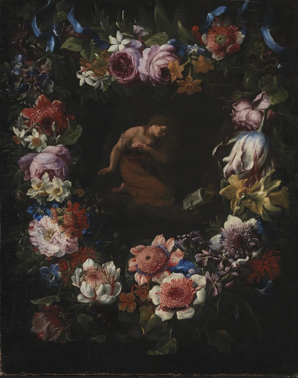 A Wreath of Flowers, by Unknown, 1650