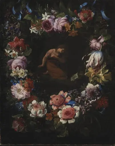 A Wreath of Flowers, by Unknown