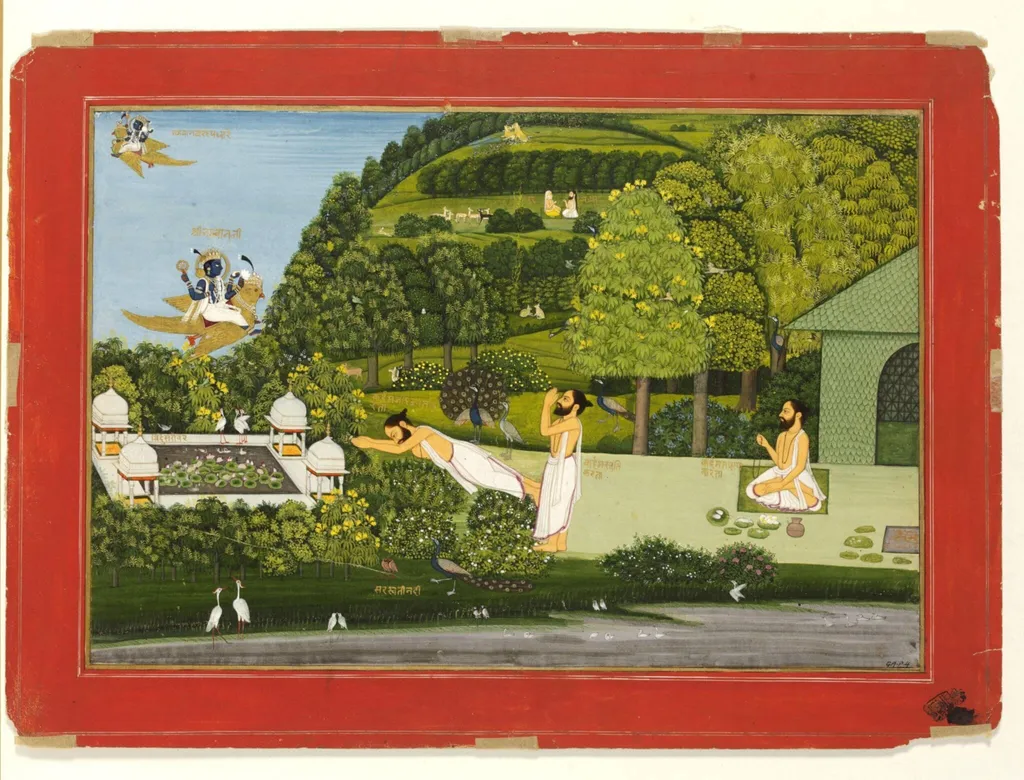 A yogi worshipping Vishnu on Garuda, by Unknown, paint, 1800