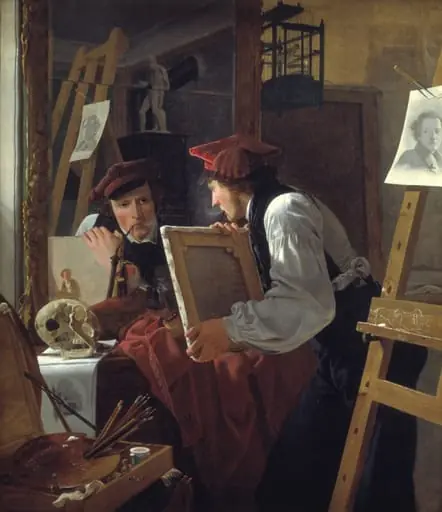 A Young Artist (Ditlev Blunck) Examining a Sketch in a Mirror, by Unknown