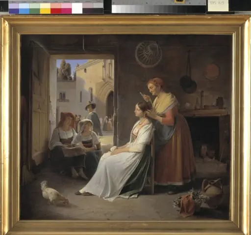 A Young Italian Woman being Adorned by her Mother, by Unknown