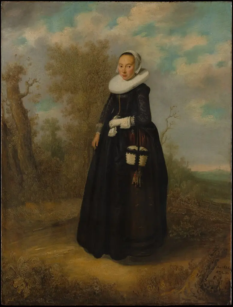 A Young Woman in a Landscape, by Unknown, 1636