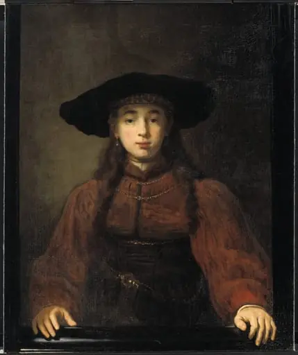 A Young Woman Resting her Hands on the Picture Frame, by Unknown